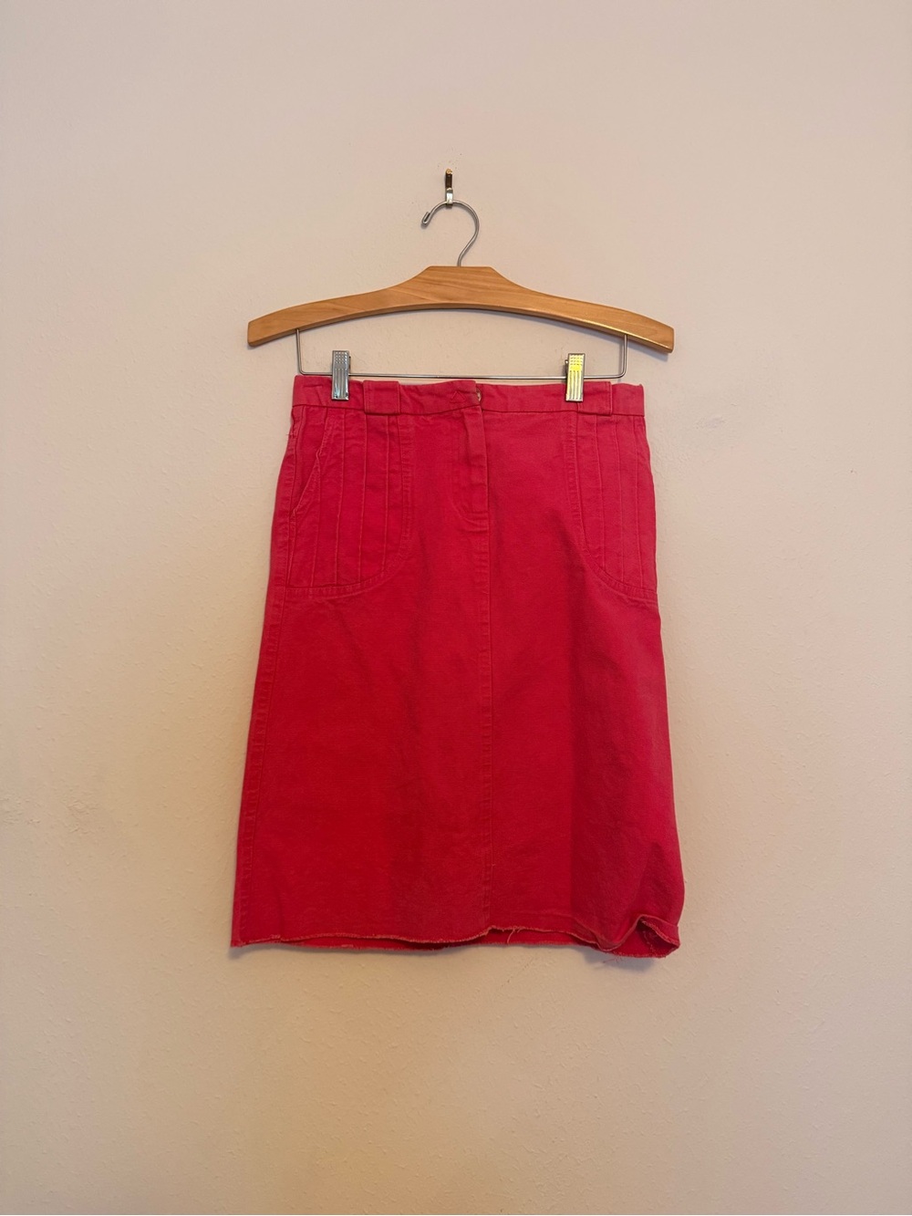 Bright Pink Midi Skirt with Front Seam Detail
